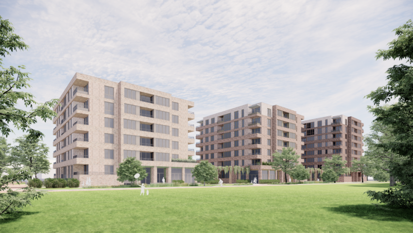 Toekomstweergave van de nieuwe appartementen in de Generalenbuurt, klik voor een vergroting