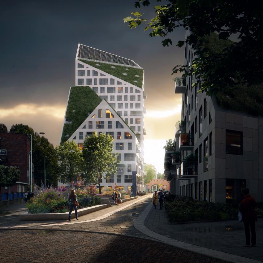 Deze afbeelding geeft een toekomstweergave van Nieuw Bergen weer, klik voor een vergroting