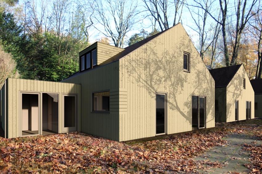 Deze afbeelding geeft een beeld van de toekomstige huizen in Schuttersbosch, klik voor een vergroting