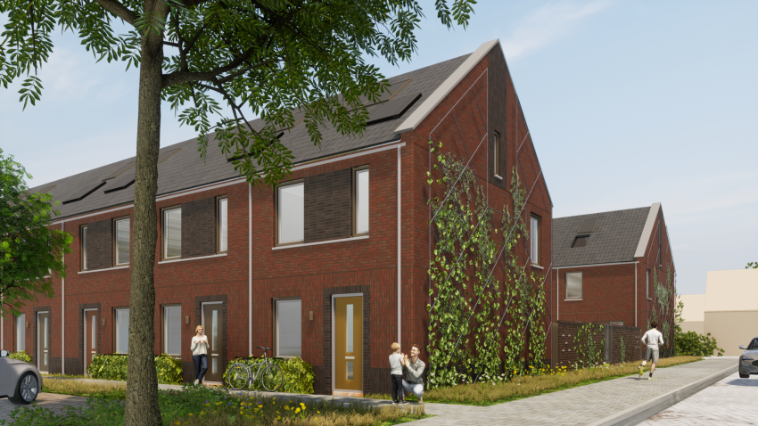 Deze afbeelding geeft een toekomstbeeld van de huizen aan de Planciuslaan, klik voor een vergroting