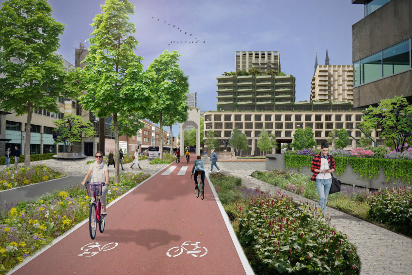 Visualisatie Wal-stadhuisplein toekomst, klik voor een vergroting