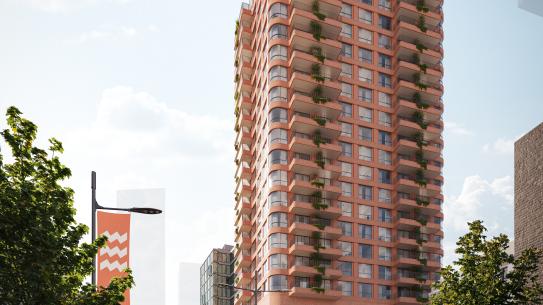 Deze afbeelding geeft een toekomstbeeld van De Nieuwe Eindhoven, klik voor een vergroting