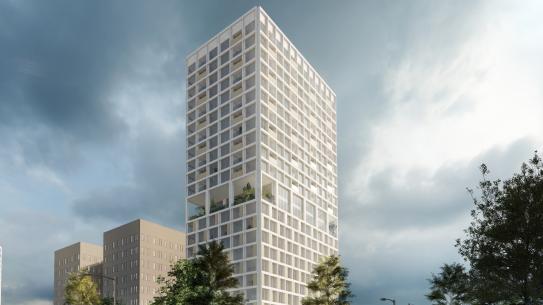 Een impressie van de studentenhuisvesting aan de Prof. Dr. Dorgelolaan, klik voor een vergroting