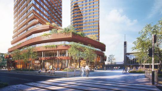 District E plint vanaf Stationsplein, klik voor een vergroting