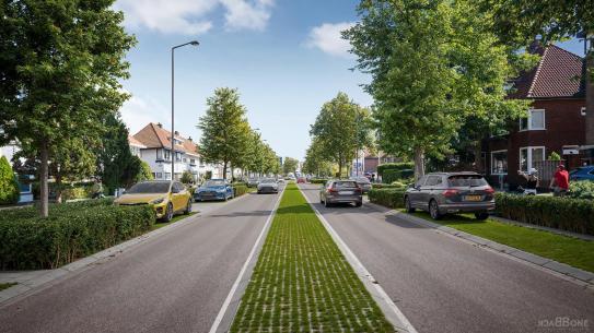 Deze afbeelding geeft een toekomstbeeld van de Leenderweg, klik voor een vergroting