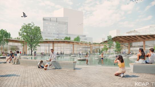 Visual impressie van het stationsplein Noordzijde. Bron: Movares, KCAP, TEAM V, klik voor een vergroting