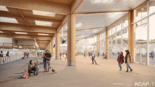 Visual impressie van de stationshal. Bron: Movares, KCAP, TEAM V, klik voor een vergroting