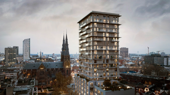 Impressie van woontoren Begijnenhof (bron: Sweco Architect), klik voor een vergroting