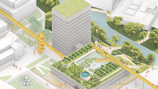 Op deze afbeelding is een deel van het project Upside Park weergegeven, klik voor een vergroting