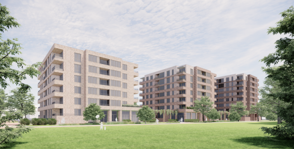 Toekomstweergave van de nieuwe appartementen in de Generalenbuurt