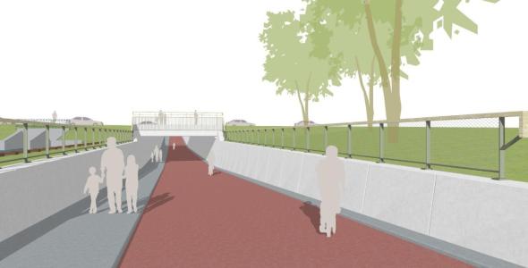 Sfeerbeeld van de nieuwe fiets- en voetgangerstunnel