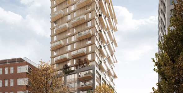 Impressie van woontoren Begijnenhof (bron: Sweco Architects)