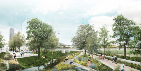 Op deze afbeelding is de toekomstige Stadsdommel weergegeven.