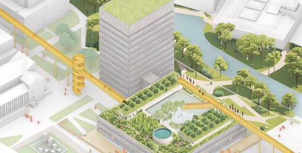 Op deze afbeelding is een deel van het project Upside Park weergegeven.