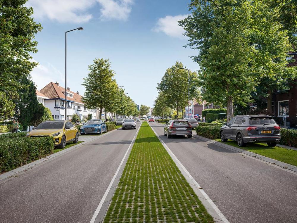 Deze afbeelding geeft een toekomstbeeld van de Leenderweg